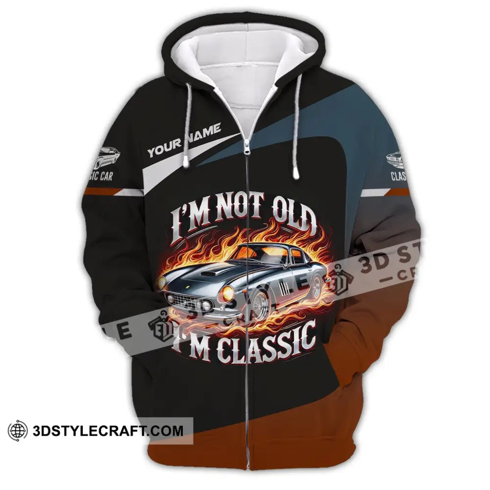 Man Shirt Custom Name Classic Car Lover T-Shirt Zipper Hoodie / S T-Shirt