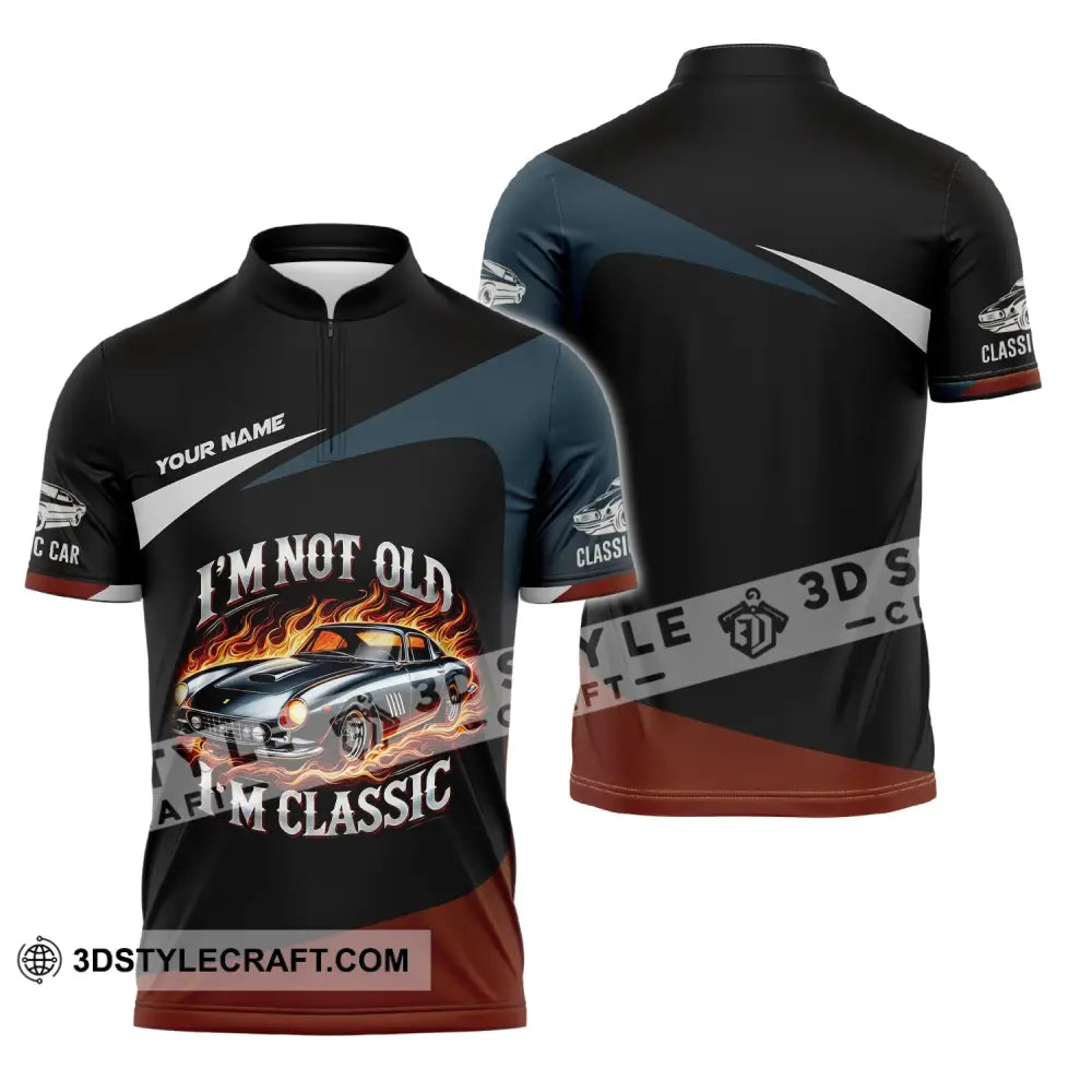 Man Shirt Custom Name Classic Car Lover T-Shirt Zipper Polo / S T-Shirt