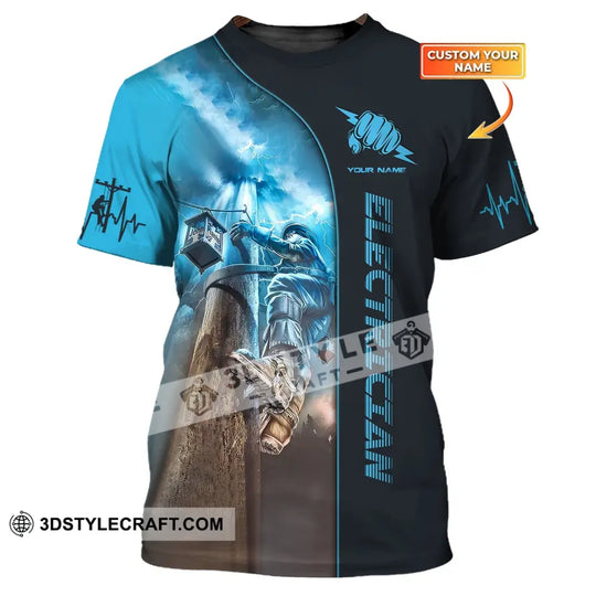 Man Shirt, Custom Name Electrician T-Shirt, Electrician Clothing, Electrical Worker Shirts style option 1