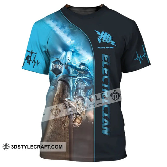Man Shirt, Custom Name Electrician T-Shirt, Electrician Clothing, Electrical Worker Shirts style option 2