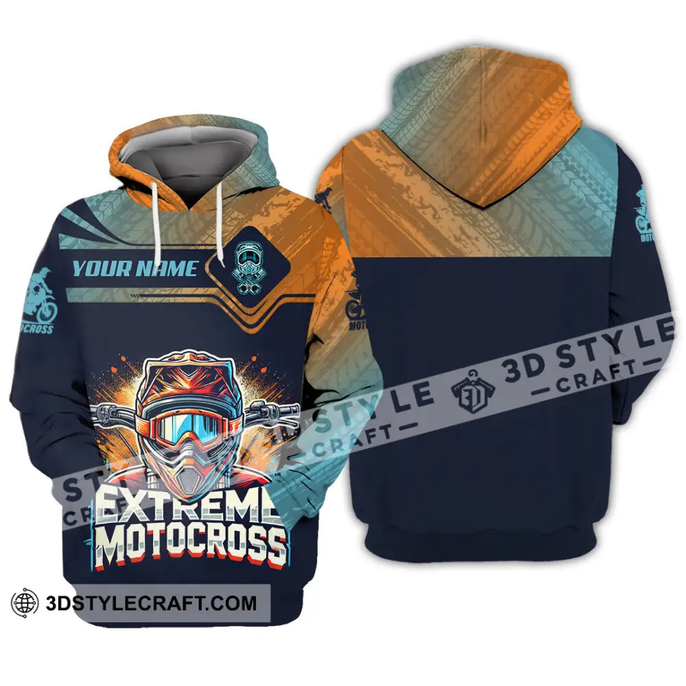 Man Shirt Custom Name Extreme Motocross Moto Cross Gift Polo Hoodie Long Sleeve / S T-Shirt