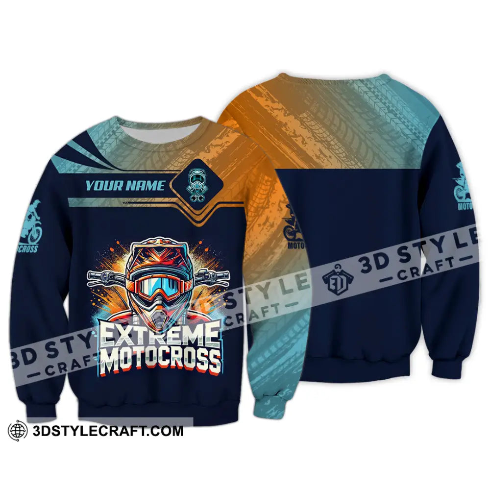 Man Shirt Custom Name Extreme Motocross Moto Cross Gift Polo Hoodie Long Sleeve / S T-Shirt