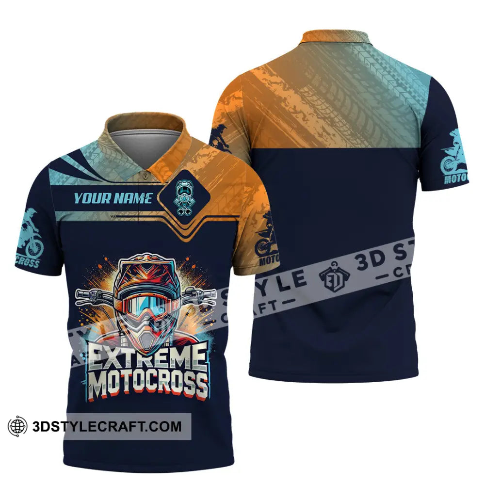 Man Shirt Custom Name Extreme Motocross Moto Cross Gift Polo Hoodie Long Sleeve / S T-Shirt