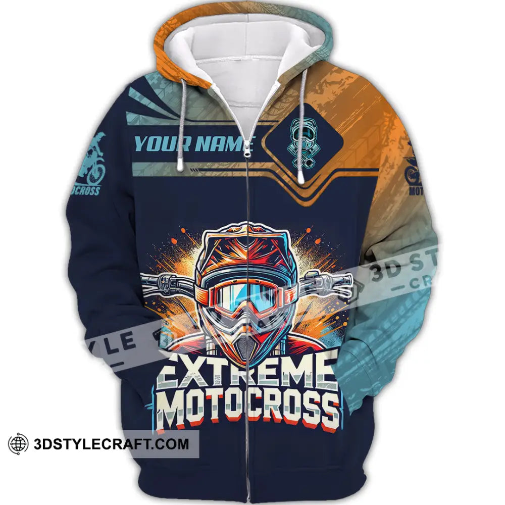 Man Shirt Custom Name Extreme Motocross Moto Cross Gift Polo Hoodie Long Sleeve Zipper / S T-Shirt