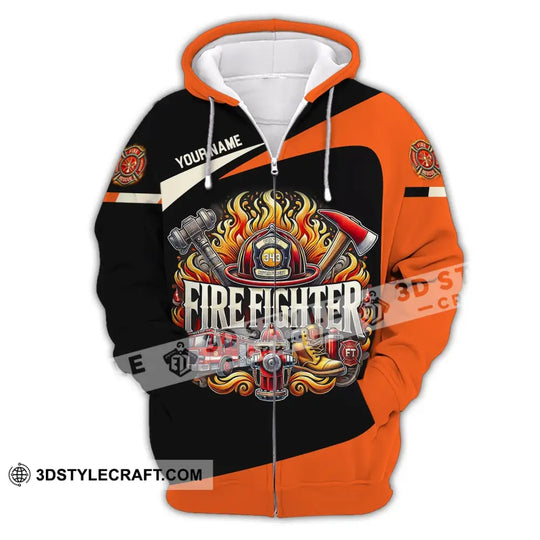 Man Shirt, Custom Name Firefighter Shirt, Firefighter T-Shirt Hoodie Long Sleeve Shirt style option 3