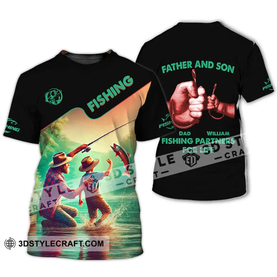 Man Shirt, Custom Name Fishing Shirt, Father and Son Fishing Partner Shirt style option 2