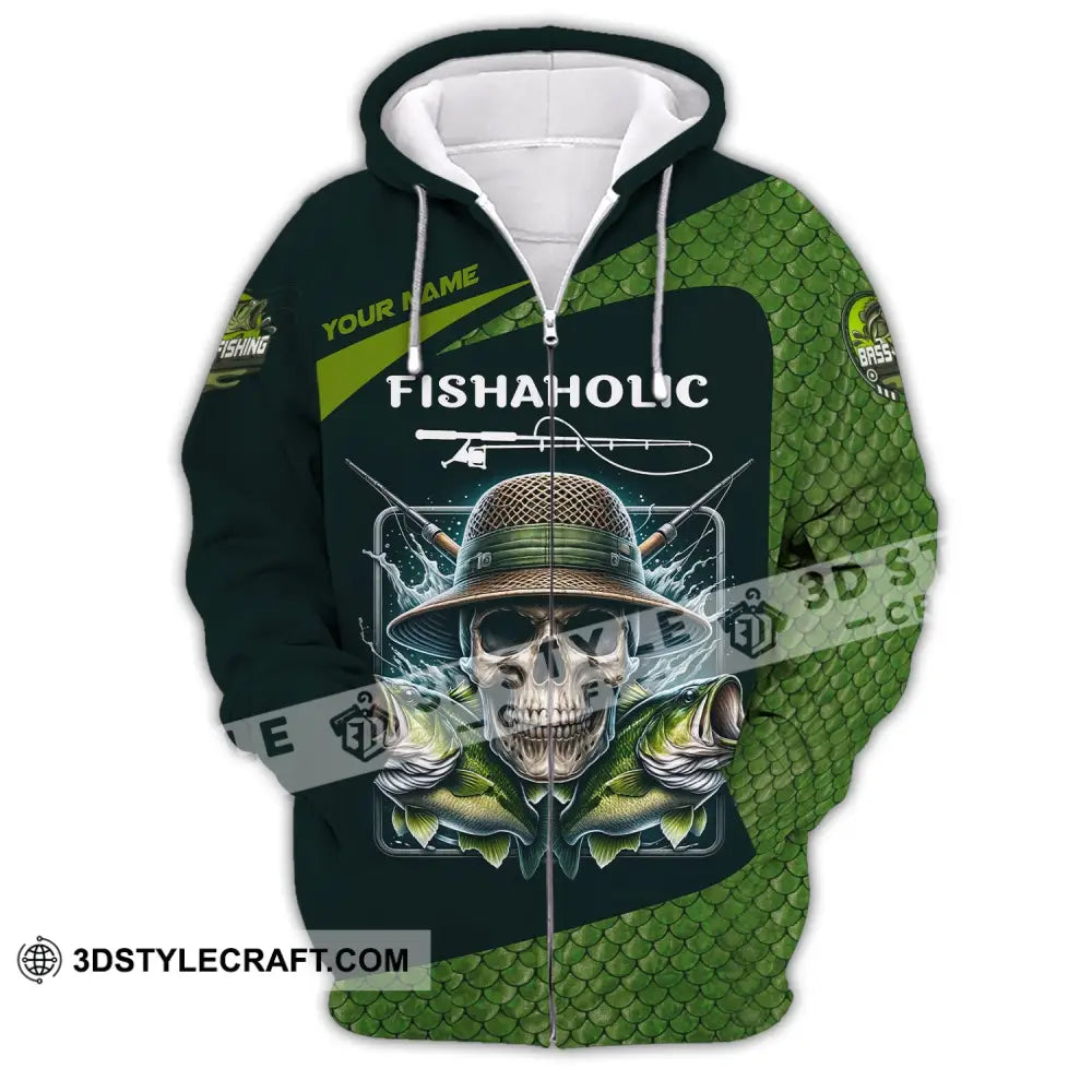 Man Shirt Custom Name Fishing Lover Fishaholic Hoodie Polo Long Sleeve Zipper / S T-Shirt