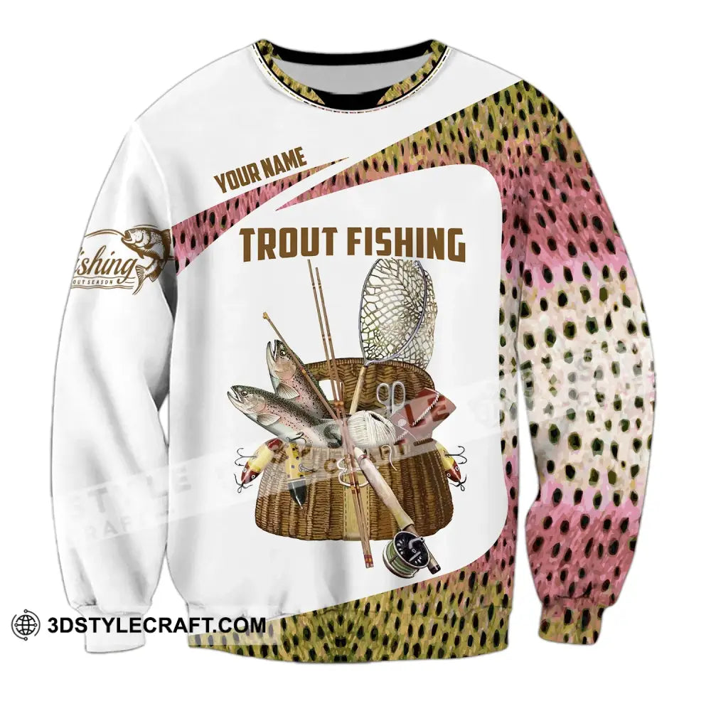 Man Shirt Custom Name Fishing Lover Trout Hoodie Polo Long Sleeve / S T-Shirt