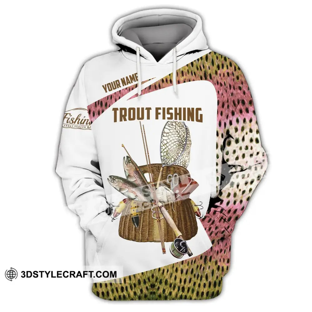 Man Shirt Custom Name Fishing Lover Trout Hoodie Polo Long Sleeve / S T-Shirt