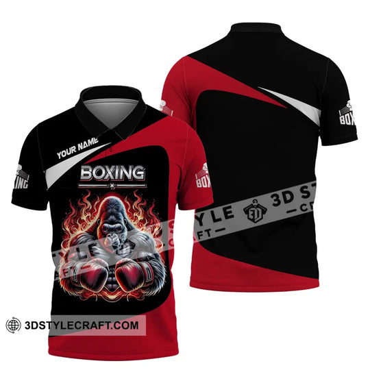 Man Shirt, Custom Name Shirt for Boxing Lover, Boxing Bear Shirt, Boxing Hoodie Polo Long Sleeve Shirt style option 4