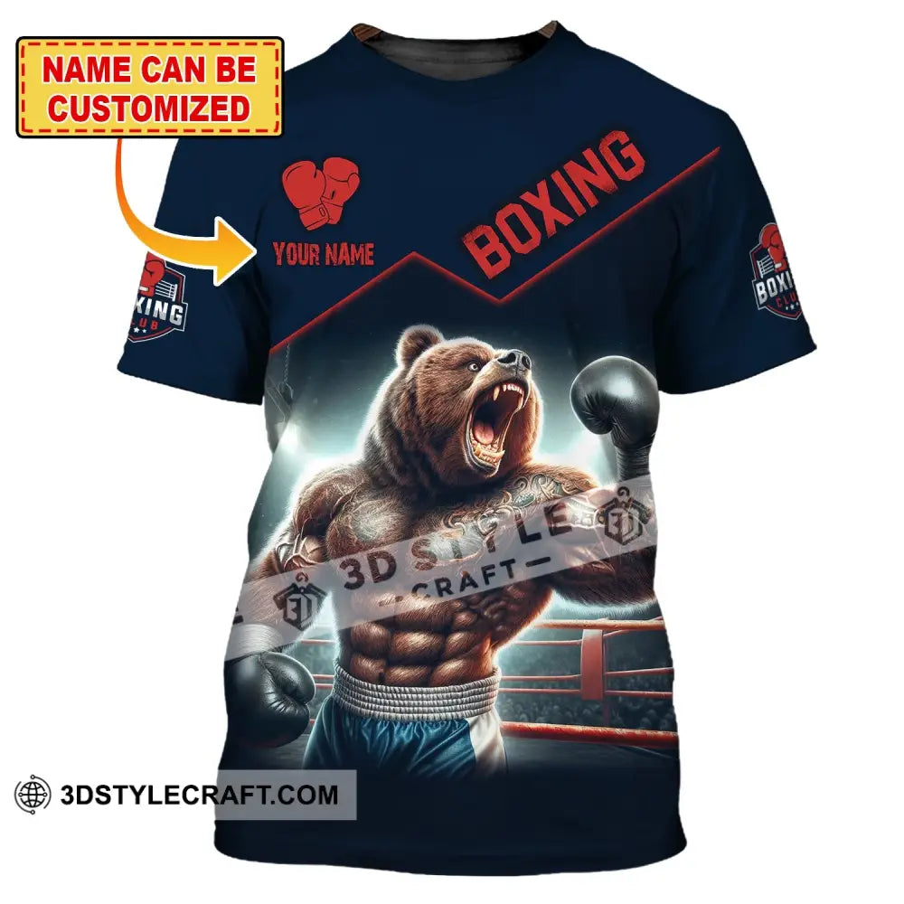 Man Shirt Custom Name For Boxing Lover Bear Hoodie Polo Long Sleeve T-Shirt