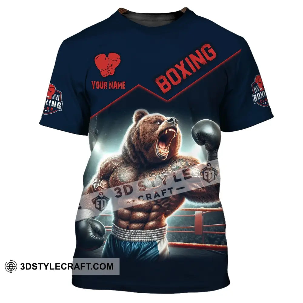 Man Shirt Custom Name For Boxing Lover Bear Hoodie Polo Long Sleeve T-Shirt / S