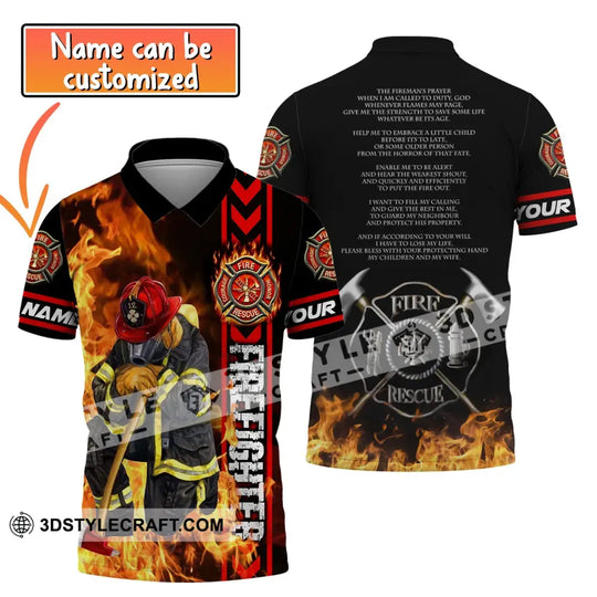 Man Shirt, Custom Name Shirt for Firefighter, Firefighter T-shirt, Firefighter Polo Shirt style option 1