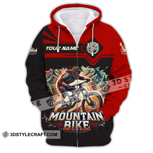 Man Shirt Custom Name For Mountain Bike Lover Gift Hoodie Long Sleeve Zipper / S T-Shirt