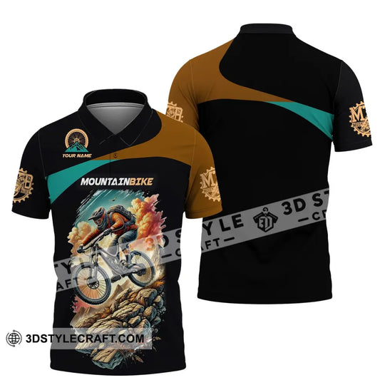 Man Shirt, Custom Name Shirt for Mountain Bike Lover, Mountain Bike Gift, Mountain Bike Polo Long Sleeve Shirt style option 4