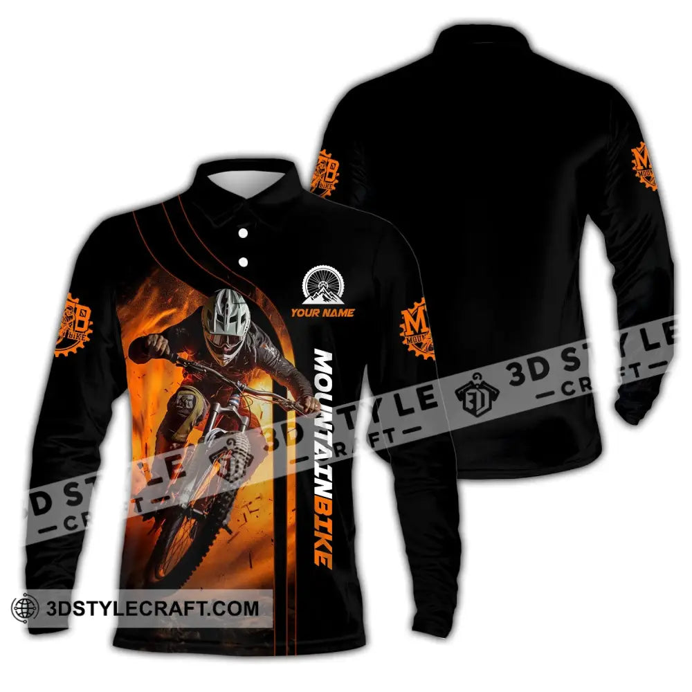 Man Shirt Custom Name For Mountain Bike Lover Polo Long Sleeve Gift / S T-Shirt