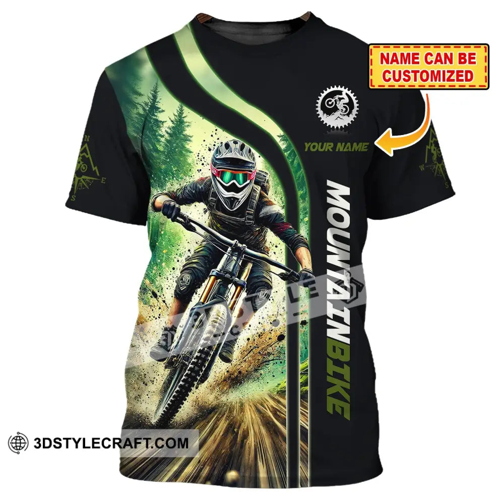 Man Shirt Custom Name For Mountain Bike Lover Polo Long Sleeve Gift T-Shirt