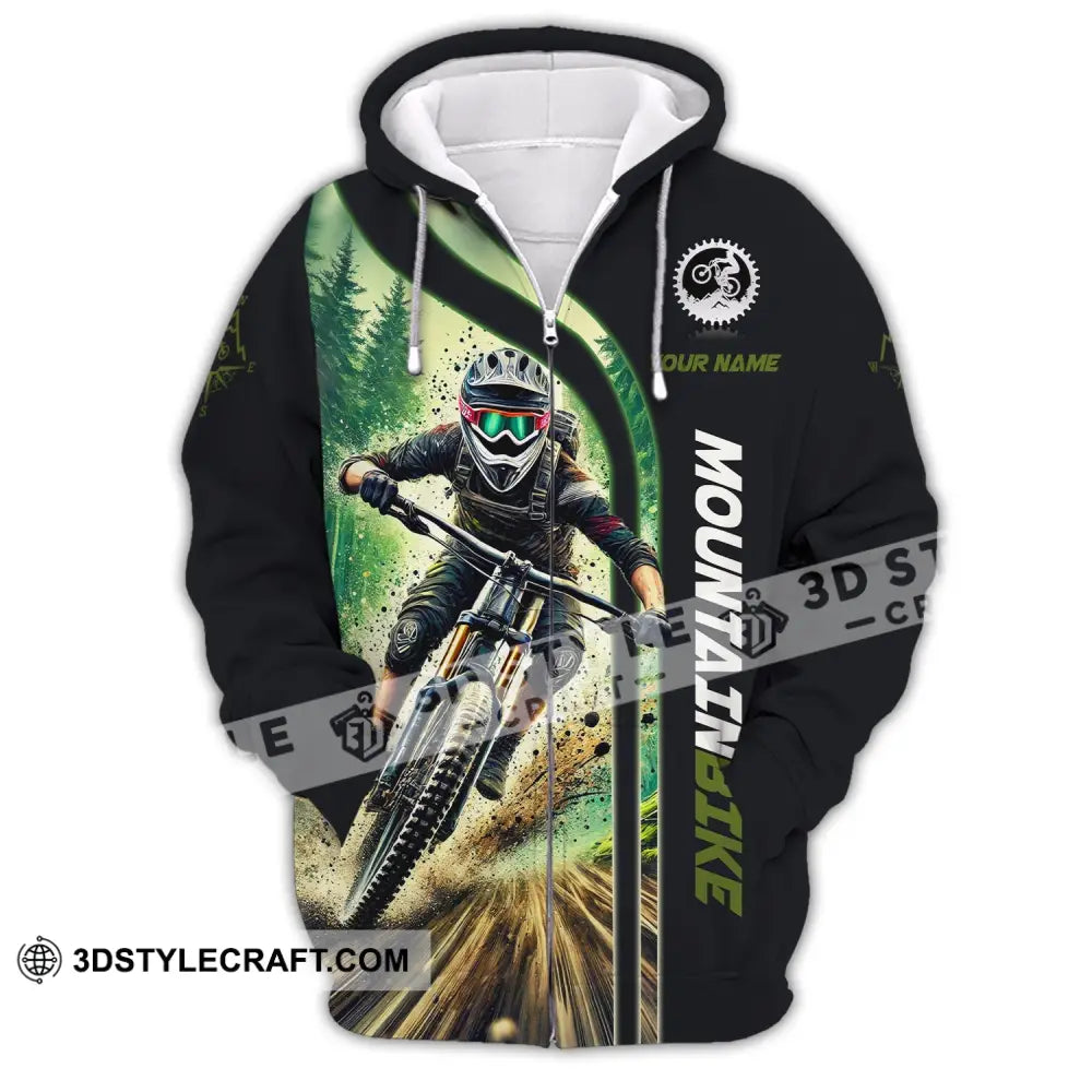 Man Shirt Custom Name For Mountain Bike Lover Polo Long Sleeve Gift Zipper Hoodie / S T-Shirt