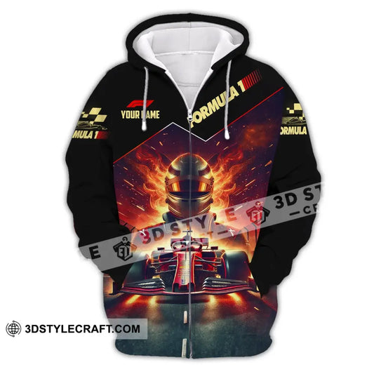 Man Shirt Custom Name Formula One F1 T-Shirt Hoodie Long Sleeve Zipper / S T-Shirt