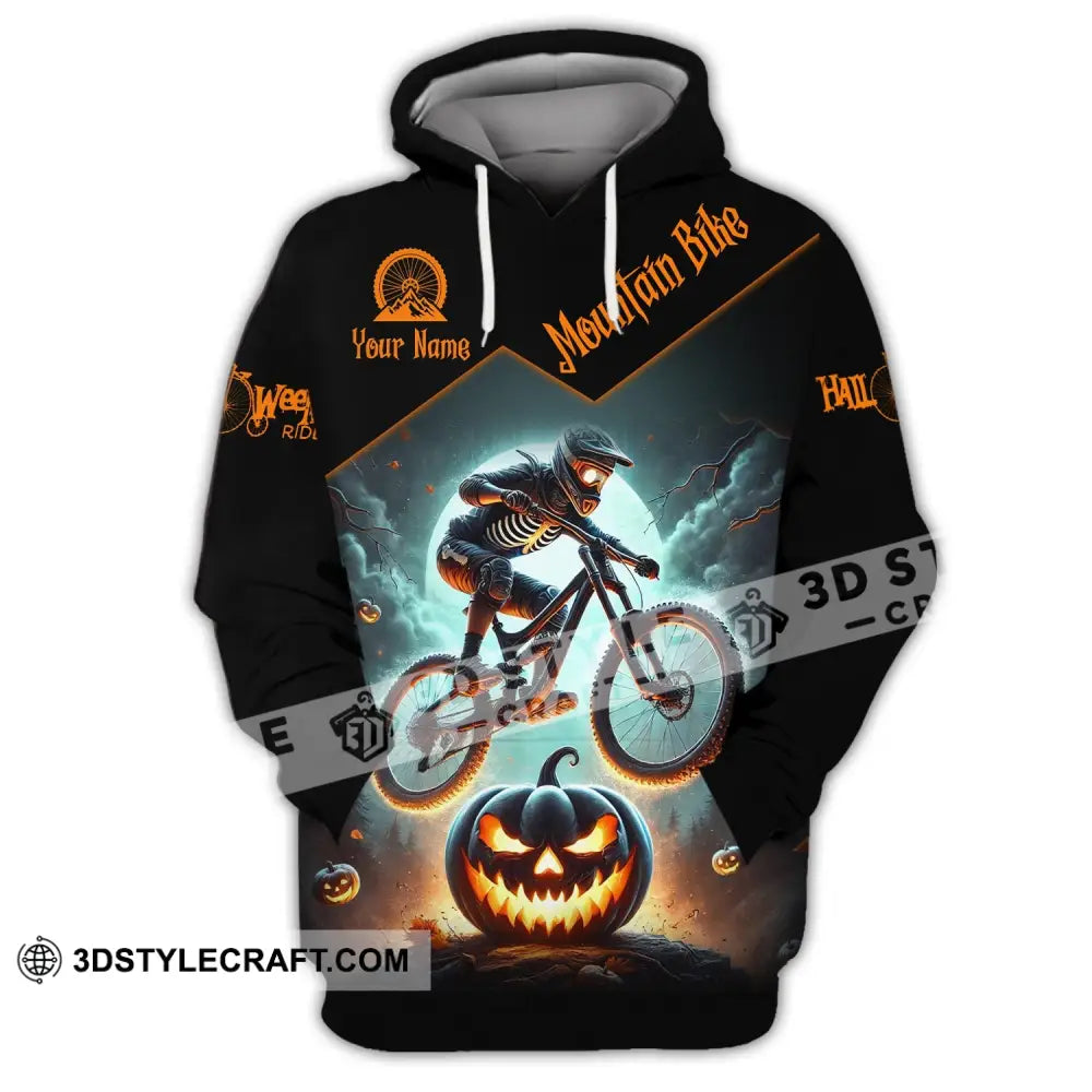 Man Shirt Custom Name Halloween Mountain Bike Lover T-Shirt Hoodie / S T-Shirt