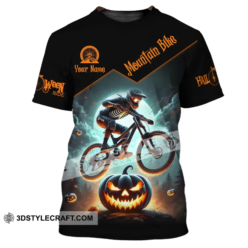 Man Shirt Custom Name Halloween Mountain Bike Lover T-Shirt / S T-Shirt