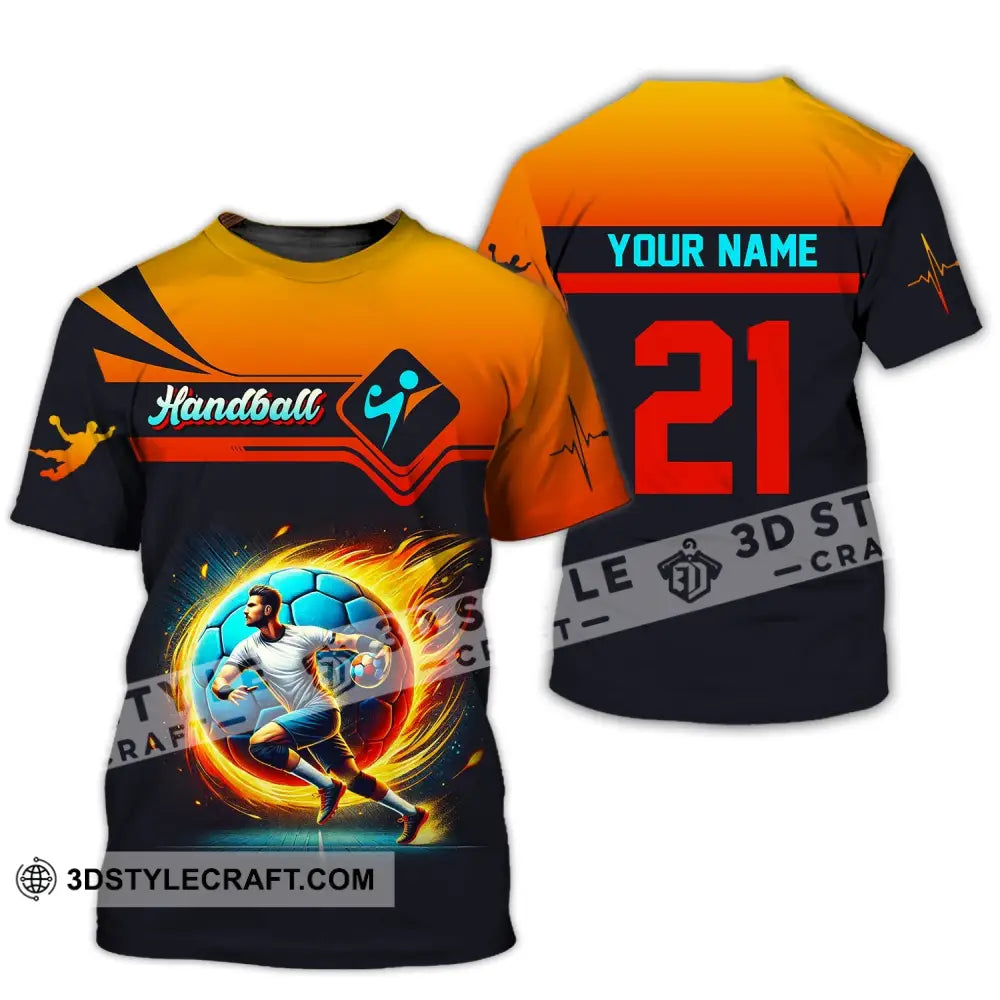 Man Shirt Custom Name Handball Long Sleeve Hoodie Polo Team Uniform T-Shirt / S T-Shirt