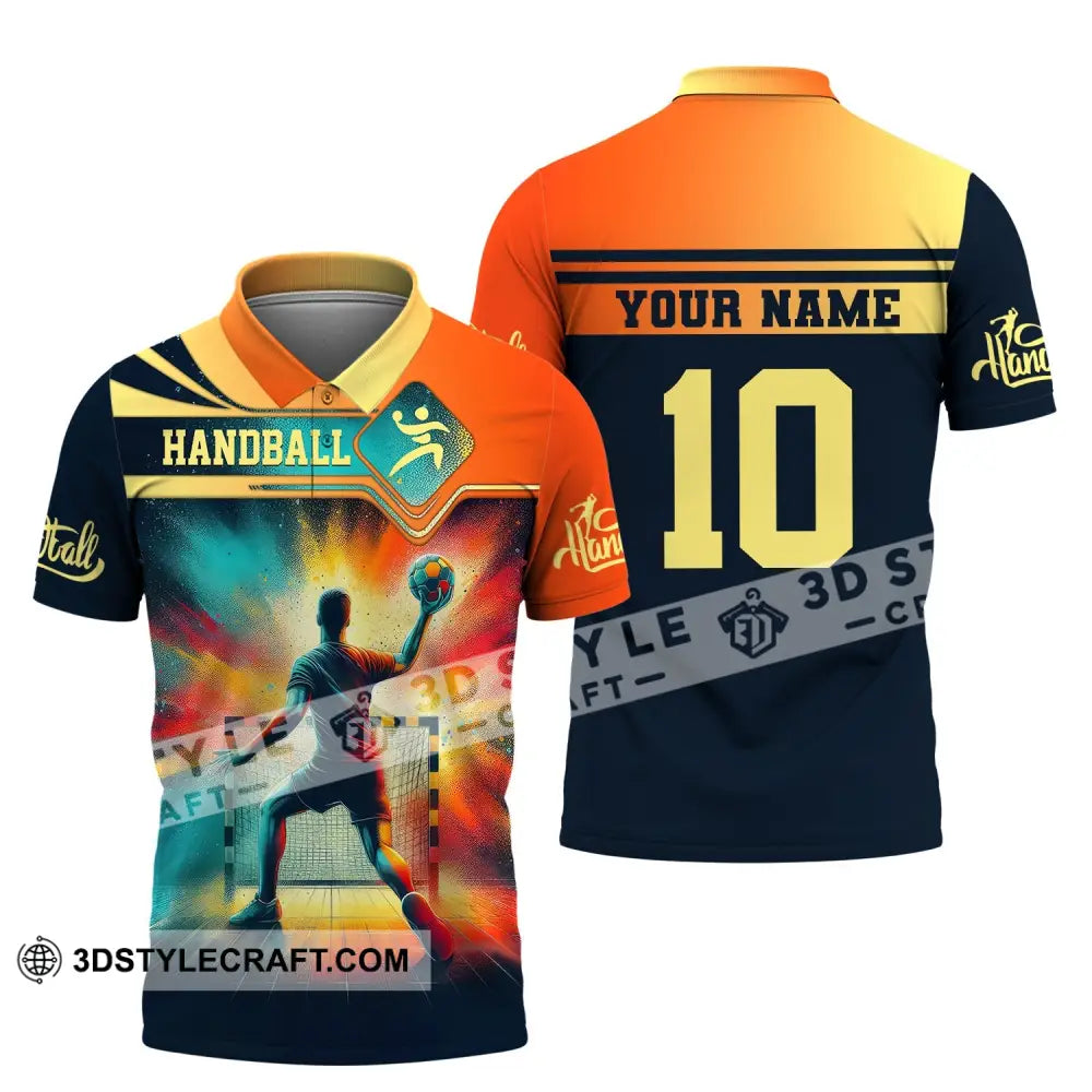 Man Shirt Custom Name Handball T-Shirt Hoodie For Players Polo / S