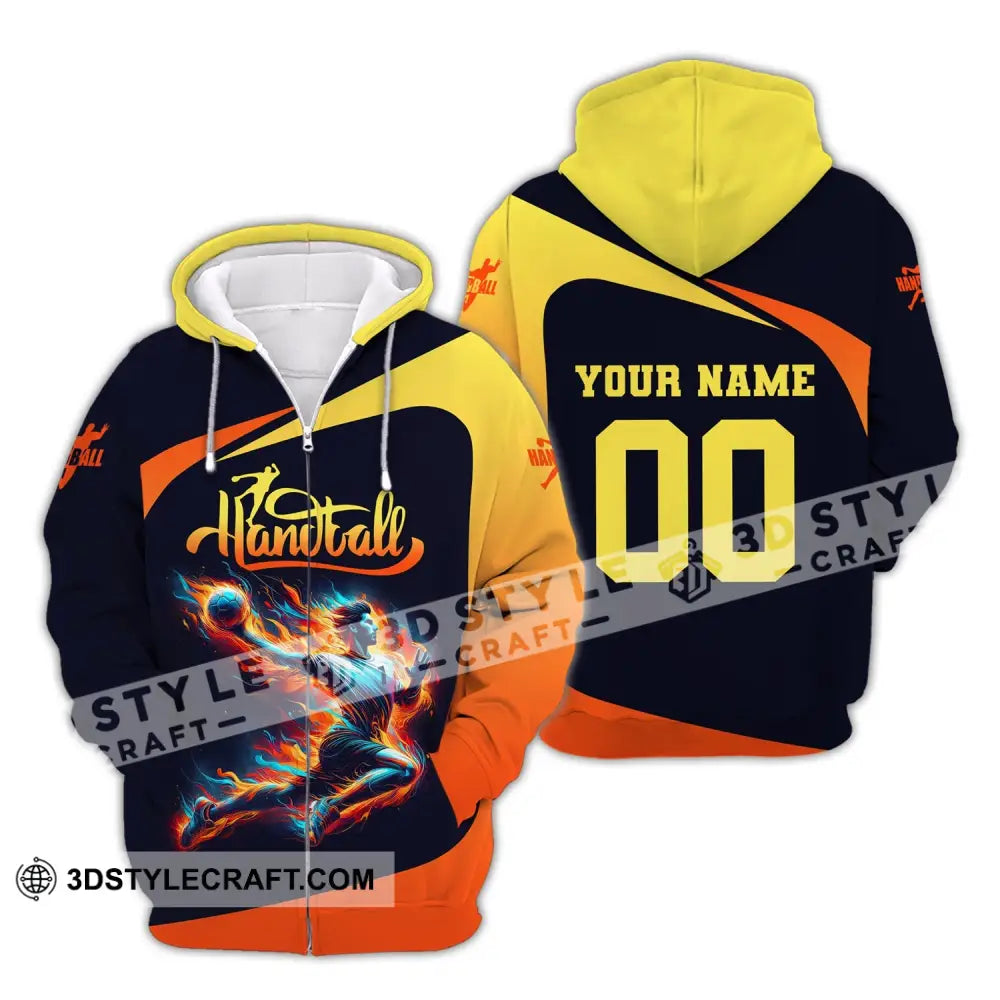 Man Shirt Custom Name Handball T-Shirt Hoodie For Players Zipper / S