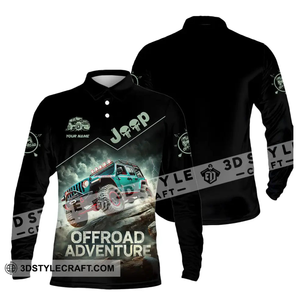 Man Shirt Custom Name Jeep Lover Gift Polo Long Sleeve Hoodie / S T-Shirt