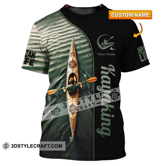 Man Shirt, Custom Name Kayaking Shirt, Kayaking Polo Long Sleeve, Kayaking Love T-Shirt style option 1