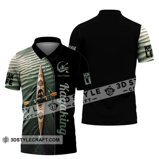 Man Shirt, Custom Name Kayaking Shirt, Kayaking Polo Long Sleeve, Kayaking Love T-Shirt style option 4