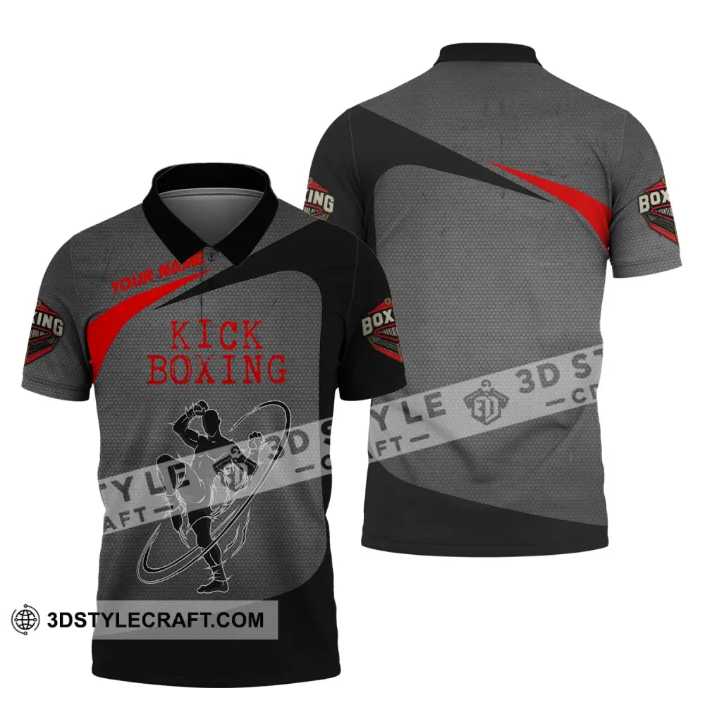 Man Shirt Custom Name Kick Boxing T-Shirt For Lover Gift Players Polo / S