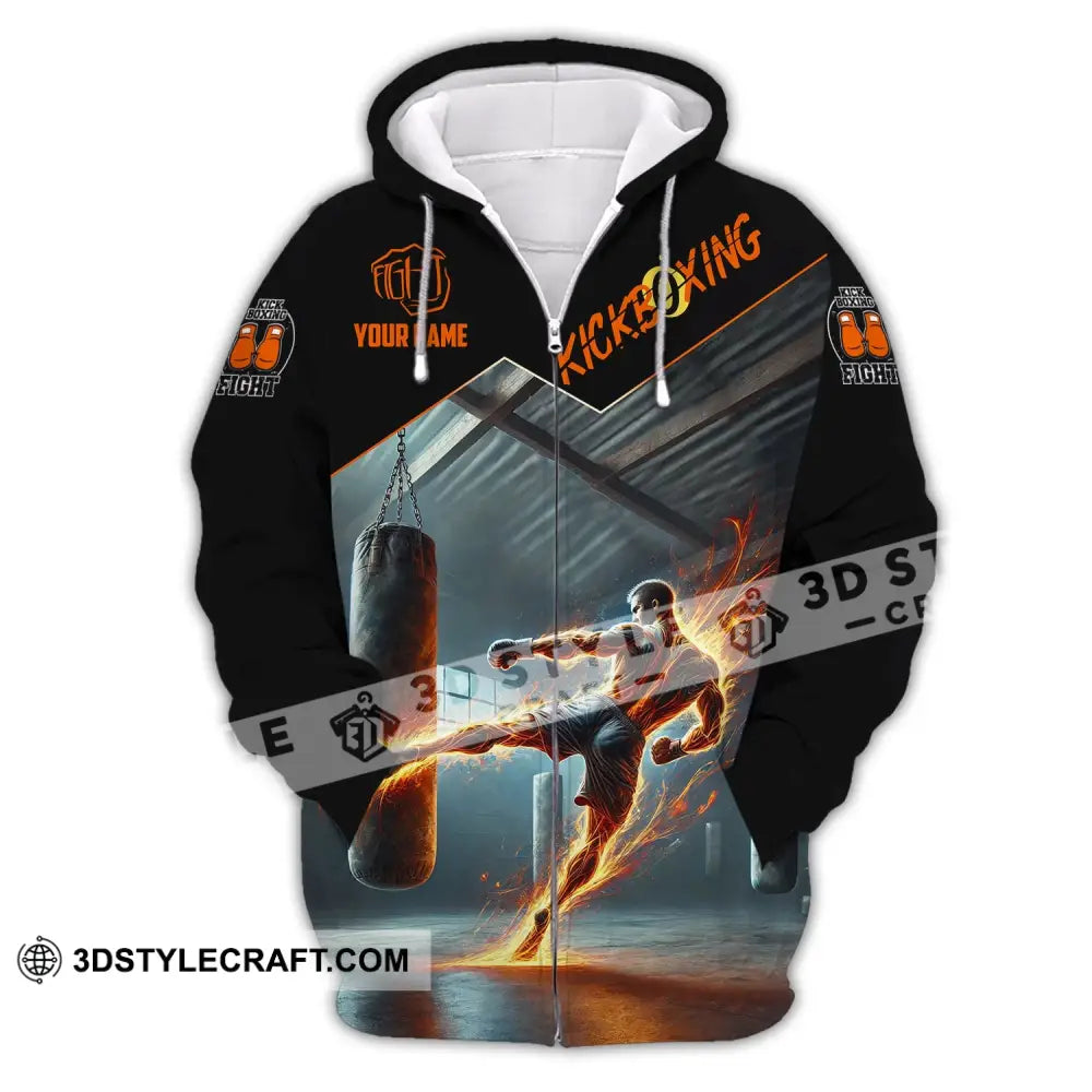 Man Shirt Custom Name Kickboxing Hoodie Polo Long Sleeve Zipper / S T-Shirt