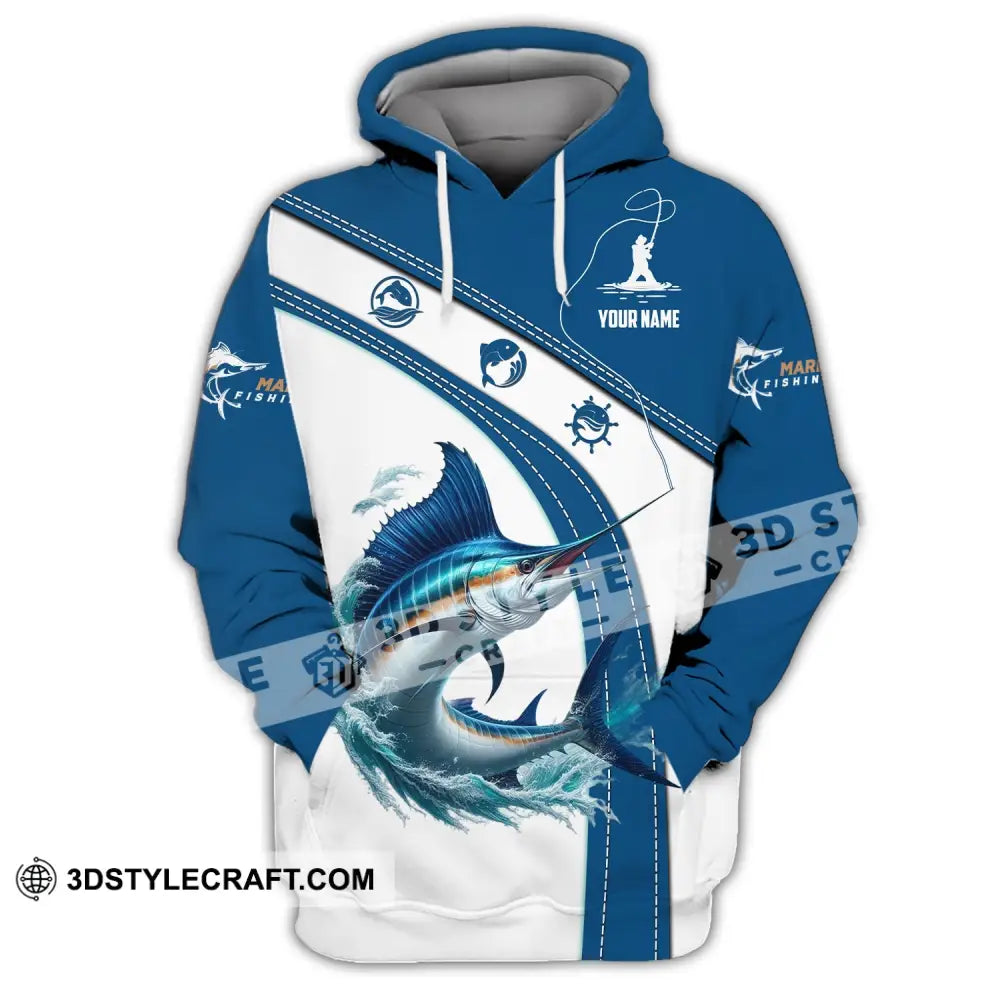 Man Shirt Custom Name Marlin Fishing Lover Hoodie Polo Long Sleeve / S T-Shirt