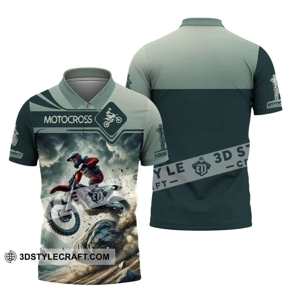 Man Shirt Custom Name Moto Cross Gift Polo Hoodie Long Sleeve / S T-Shirt