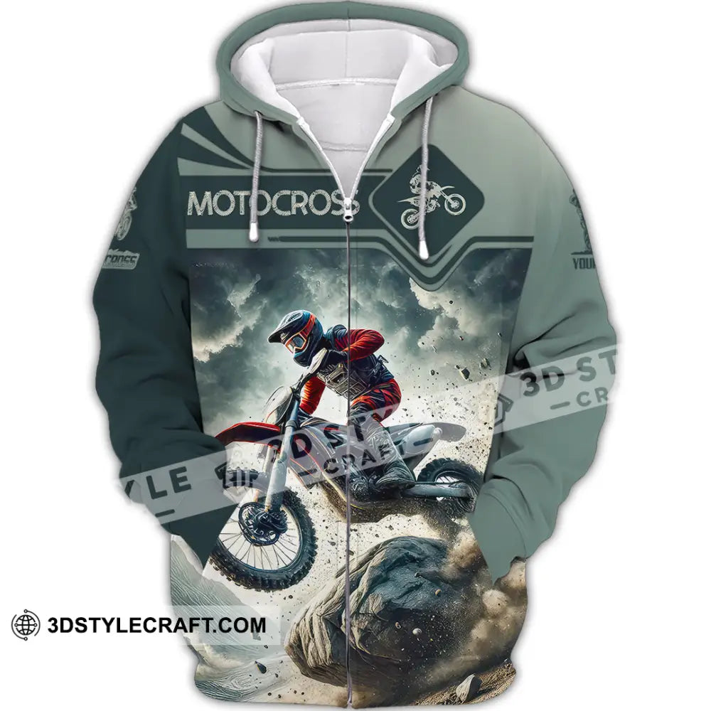 Man Shirt Custom Name Moto Cross Gift Polo Hoodie Long Sleeve Zipper / S T-Shirt