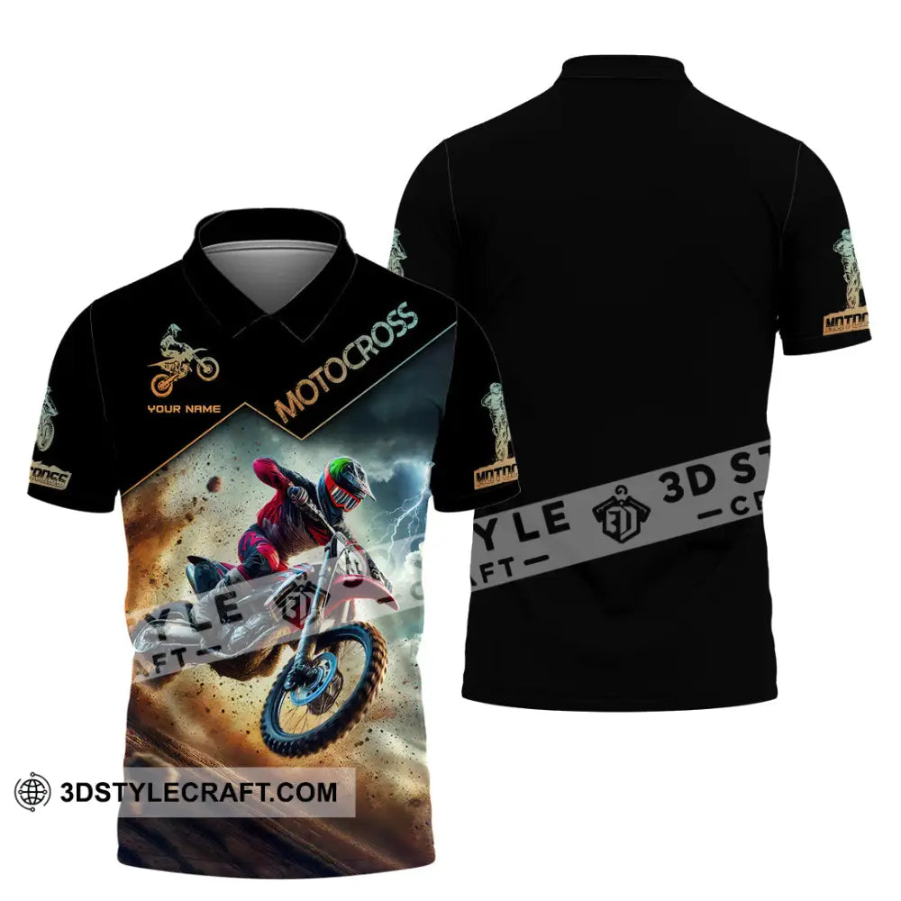 Man Shirt Custom Name Moto Cross Gift Polo Long Sleeve Hoodie / S T-Shirt