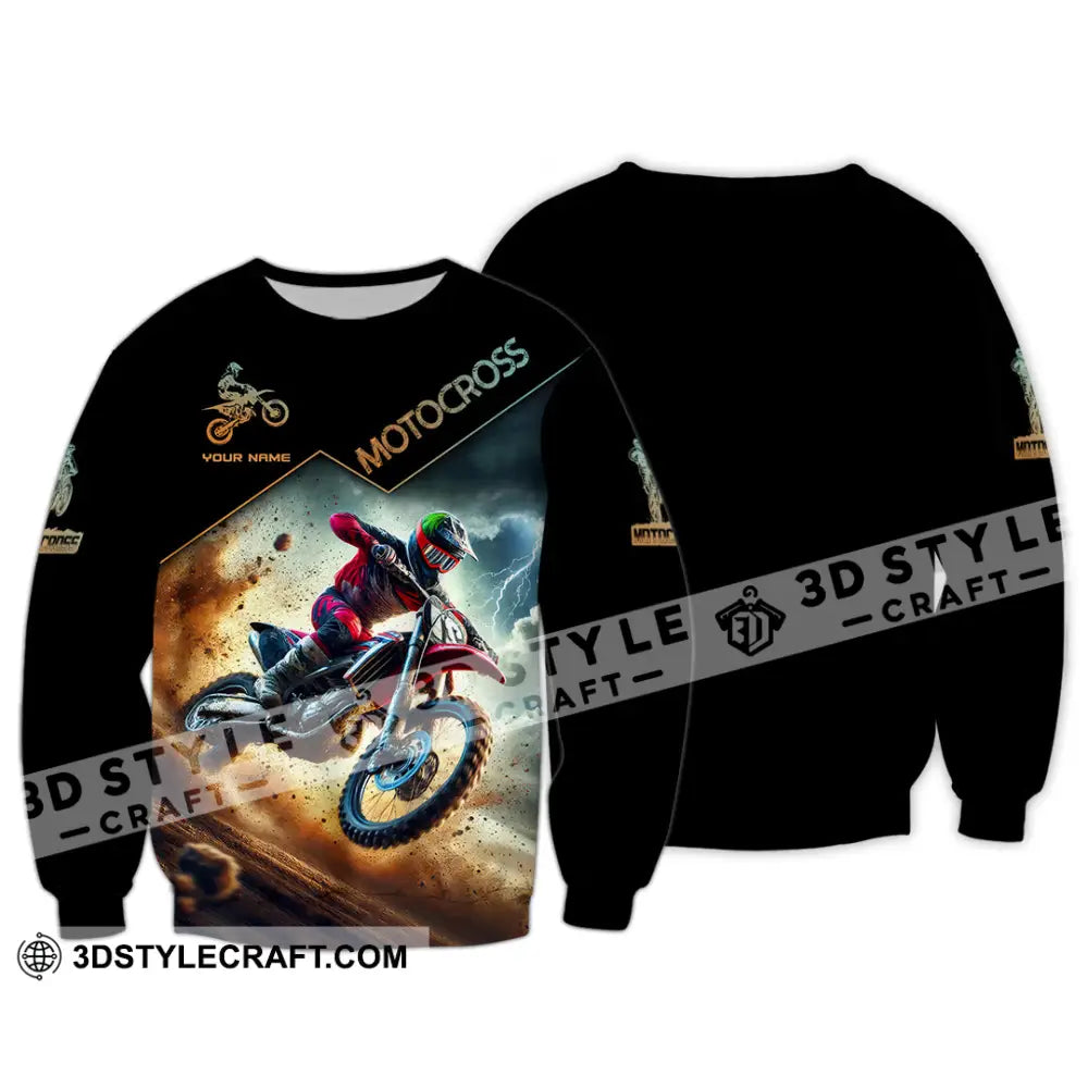 Man Shirt Custom Name Moto Cross Gift Polo Long Sleeve Hoodie / S T-Shirt