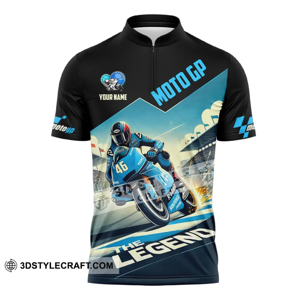 Man Shirt Custom Name Motogp Polo Long Sleeve Gift Zipper / S T-Shirt