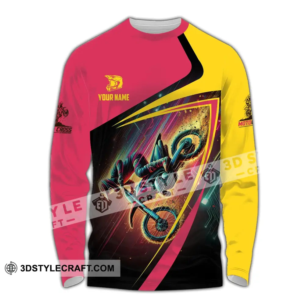 Man Shirt Custom Name Motorcycle Racing Moto Cross T-Shirt Hoodie Long Sleeve / S T-Shirt