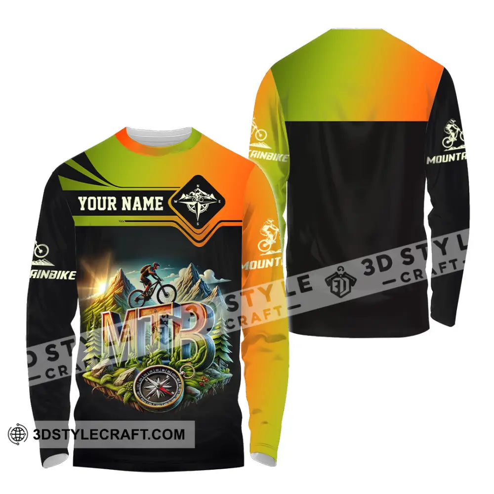 Man Shirt Custom Name Mountain Bike Lover Hoodie Polo Long Sleeve / S T-Shirt