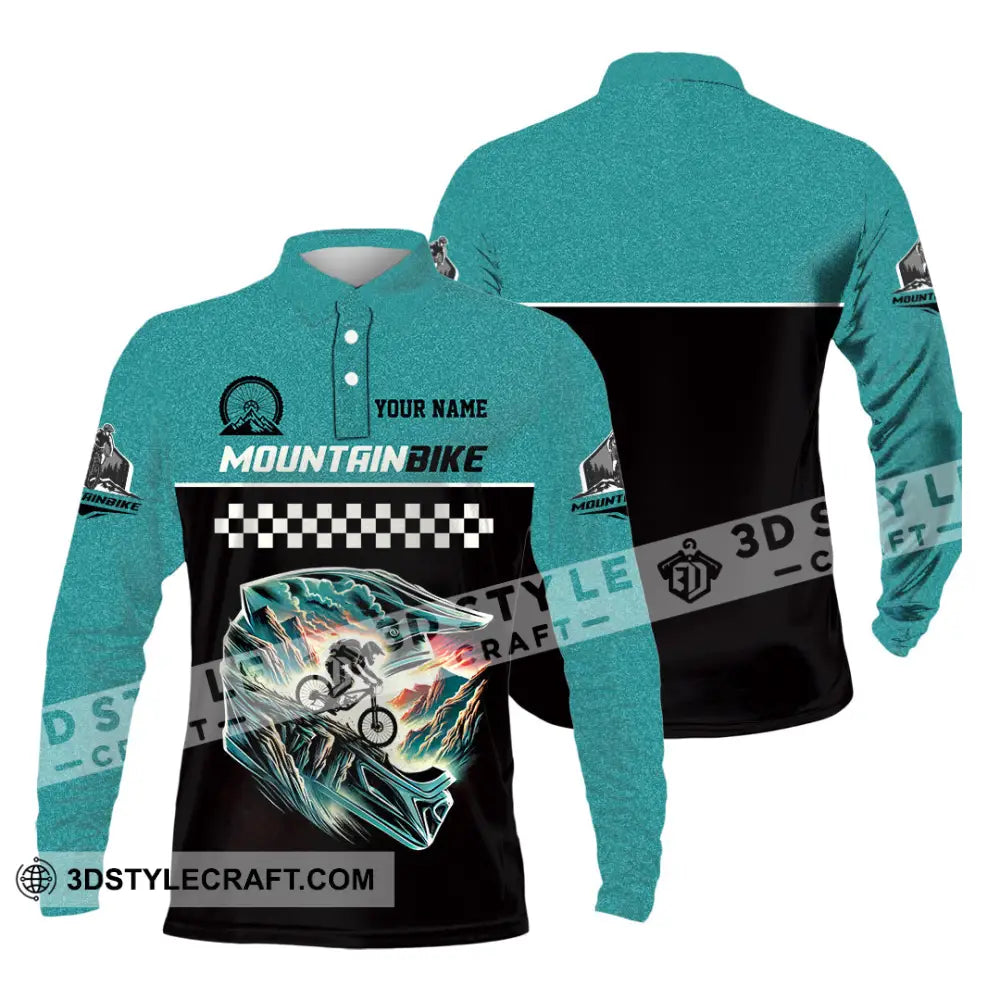 Man Shirt Custom Name Mountain Bike Lover Hoodie Polo Long Sleeve / S T-Shirt