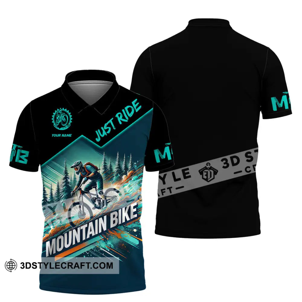 Man Shirt Custom Name Mountain Bike Lover Hoodie Polo Long Sleeve / S T-Shirt