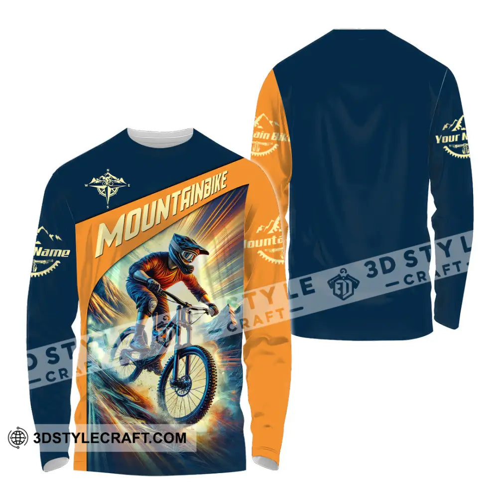 Man Shirt Custom Name Mountain Bike Lover Hoodie Polo Long Sleeve / S T-Shirt