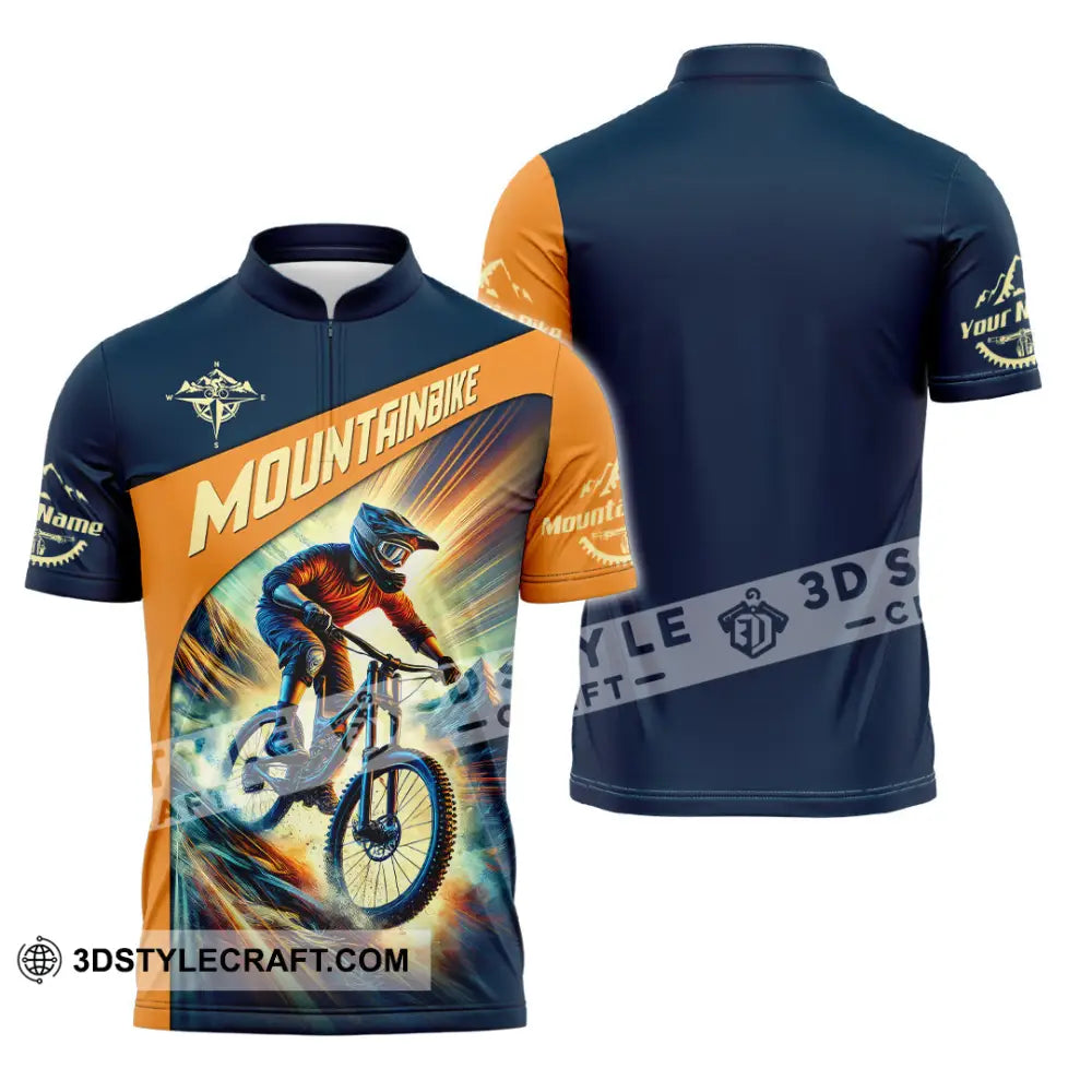 Man Shirt Custom Name Mountain Bike Lover Hoodie Polo Long Sleeve Zipper / S T-Shirt