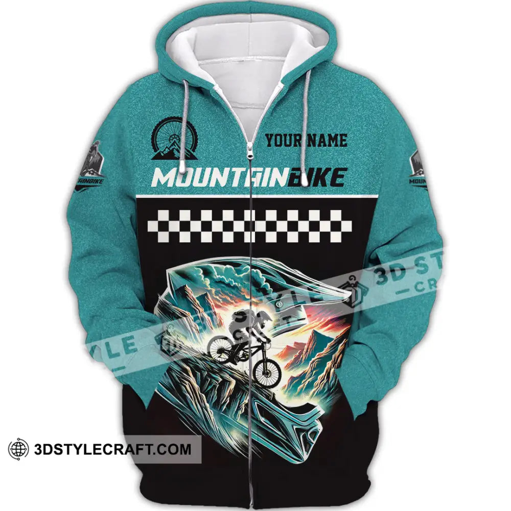 Man Shirt Custom Name Mountain Bike Lover Hoodie Polo Long Sleeve Zipper / S T-Shirt