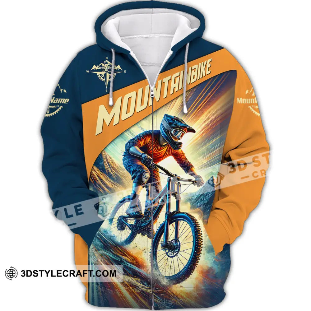 Man Shirt Custom Name Mountain Bike Lover Hoodie Polo Long Sleeve Zipper / S T-Shirt