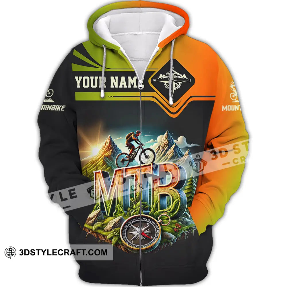 Man Shirt Custom Name Mountain Bike Lover Hoodie Polo Long Sleeve Zipper / S T-Shirt