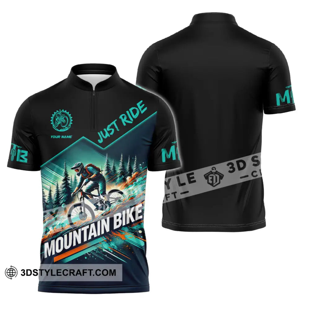 Man Shirt Custom Name Mountain Bike Lover Hoodie Polo Long Sleeve Zipper / S T-Shirt