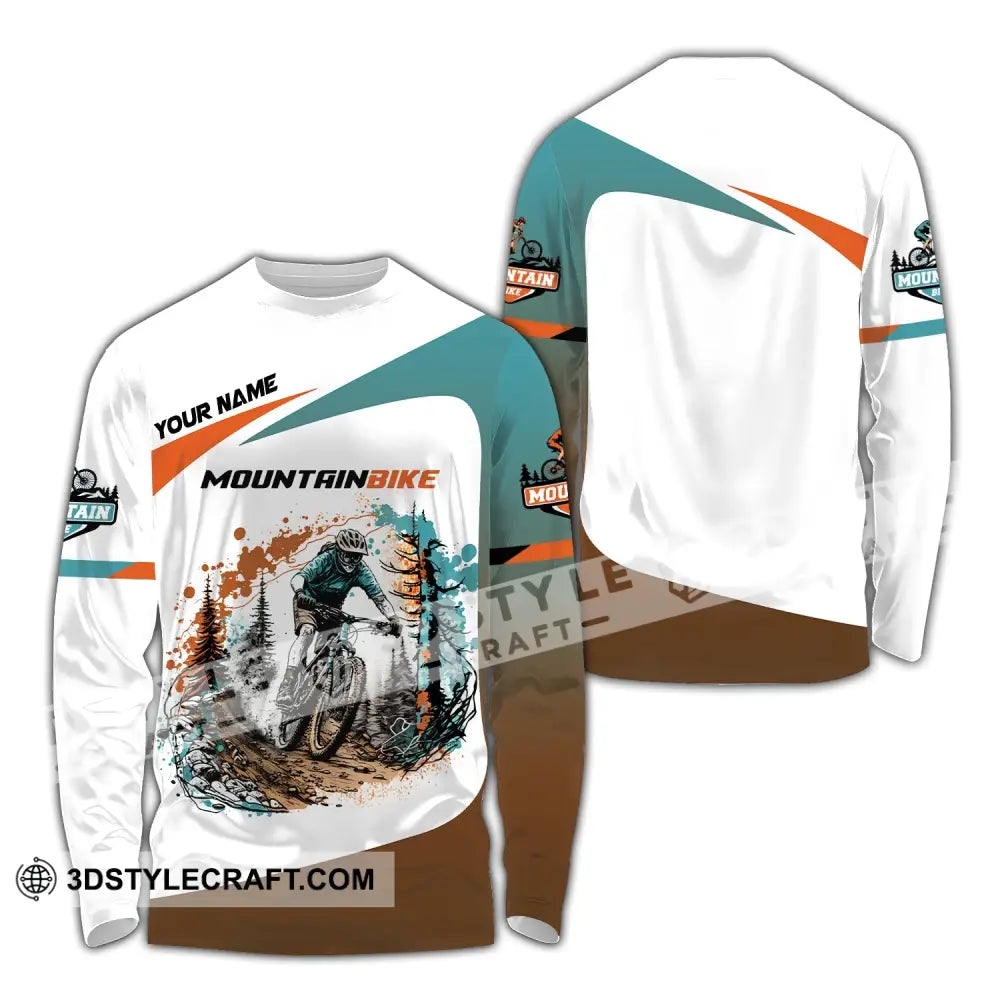 Man Shirt Custom Name Mountain Bike Lover T-Shirt Long Sleeve / S T-Shirt